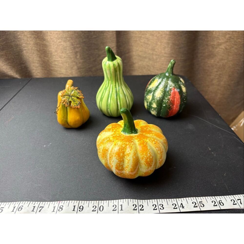 Vintage Ceramic Pumpkin Gourd Figurines Set of 4 Fall Harvest Decor